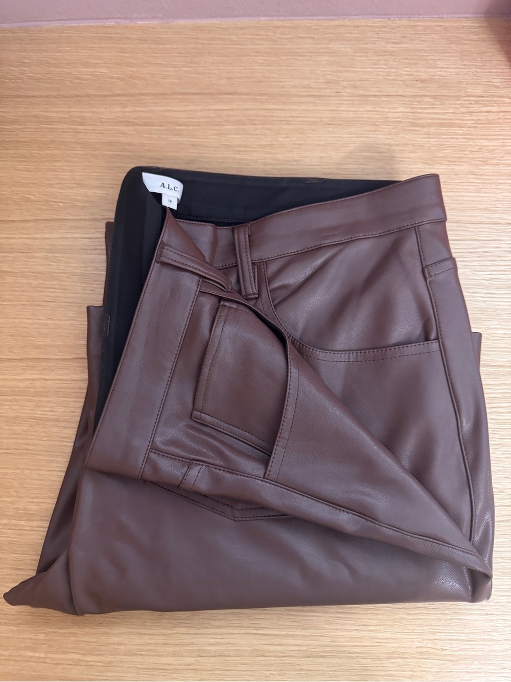 A.L.C. Brown Faux Leather Trousers